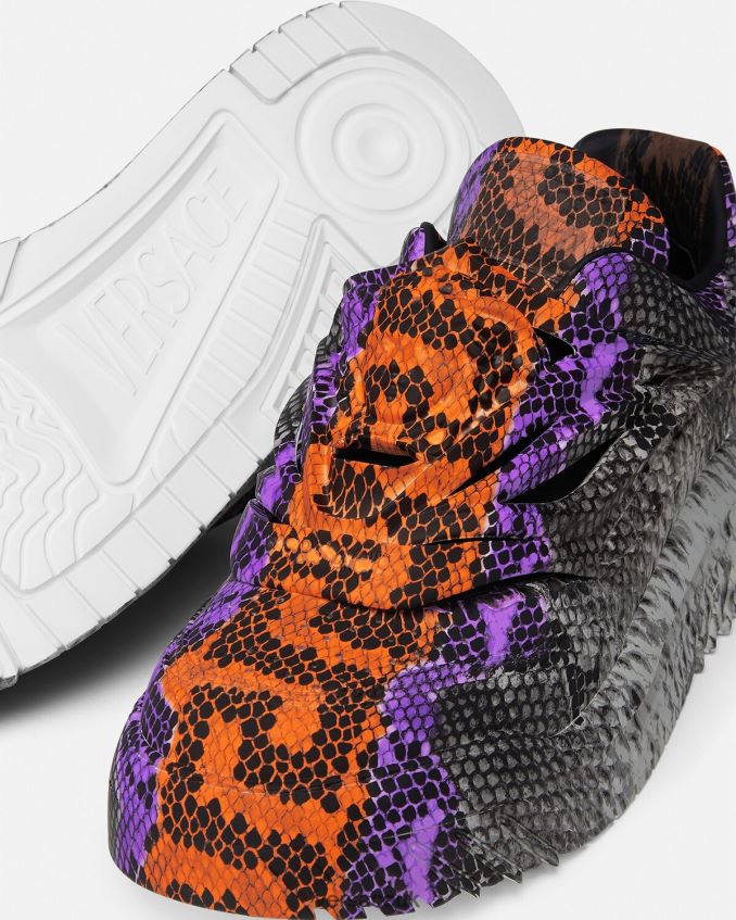 Men Versace Python Greca Print Odissea Sneakers 6D2D061539 Print Shoe