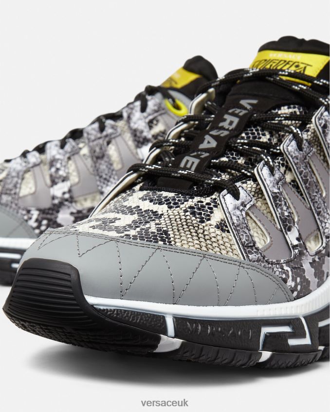Men Versace Python Print Trigreca Sneakers 6D2D061543 Black & Print Shoe