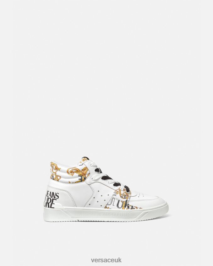 Men Versace Starlight Logo Couture Sneakers 6D2D062463 Gold & White Shoe