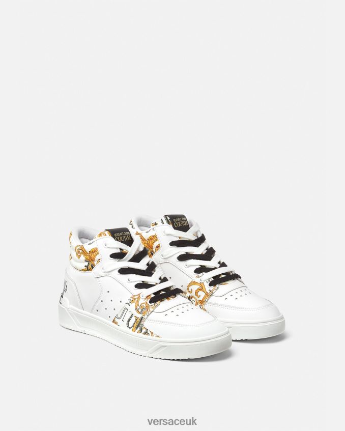 Men Versace Starlight Logo Couture Sneakers 6D2D062463 Gold & White Shoe