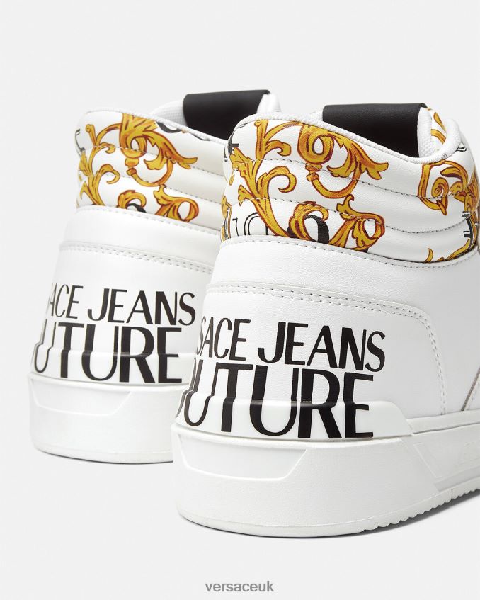 Men Versace Starlight Logo Couture Sneakers 6D2D062463 Gold & White Shoe