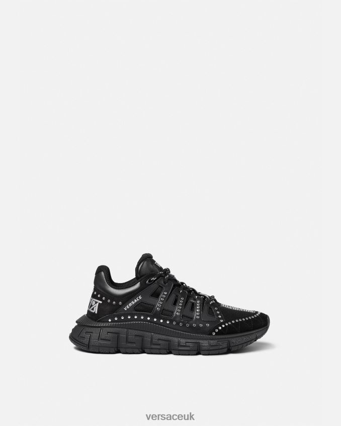 Men Versace Studded Trigreca Sneakers 6D2D061544 Black Shoe