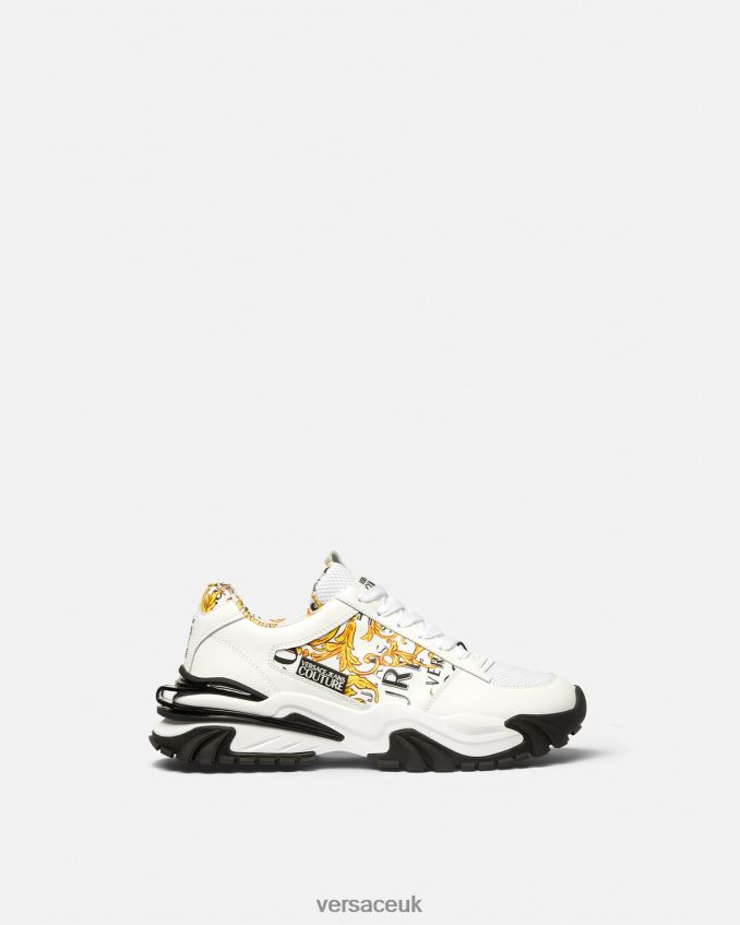 Men Versace Trail Trek Logo Couture Sneakers 6D2D062465 Gold & White Shoe