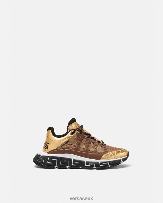 Men Versace Trigreca Sneakers 6D2D061512 Brown & Gold Shoe