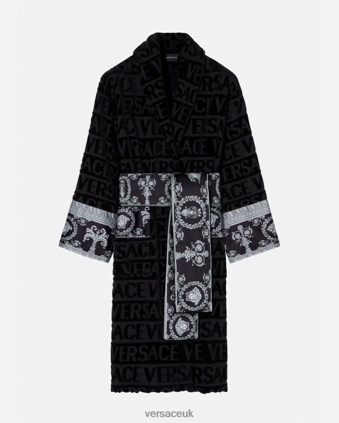 Men Versace Crystal I Baroque Groom Bathrobe 6D2D061743 Black Underwear & Beachwear