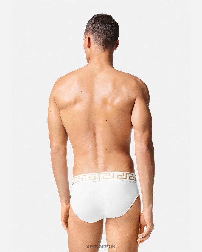 Men Versace Greca Border Briefs 2-Pack 6D2D061781 Black/White Underwear & Beachwear