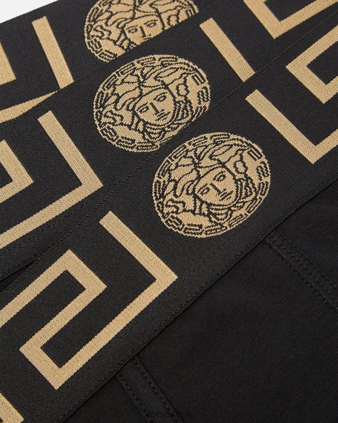 Men Versace Greca Border Briefs 3-Pack 6D2D061778 Black Underwear & Beachwear