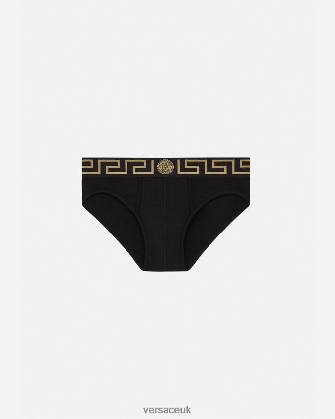 Men Versace Greca Border Briefs 6D2D061785 Black Underwear & Beachwear