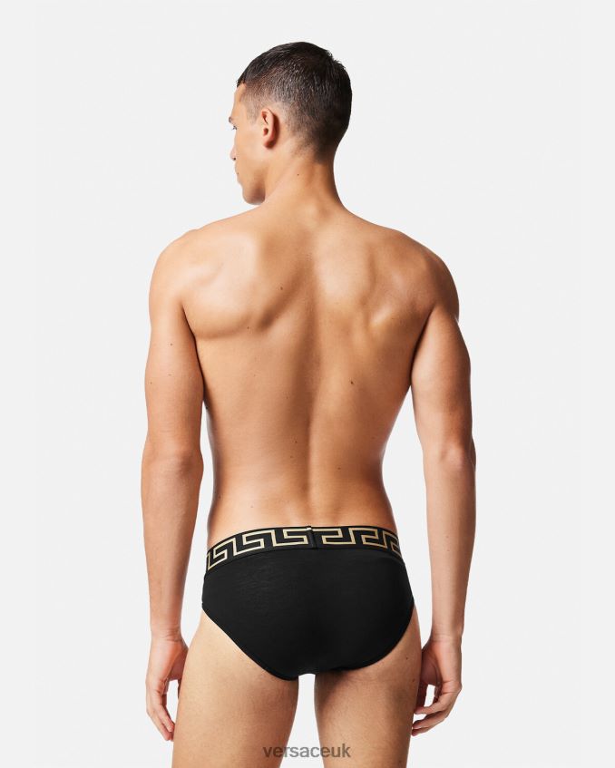 Men Versace Greca Border Briefs 6D2D061785 Black Underwear & Beachwear