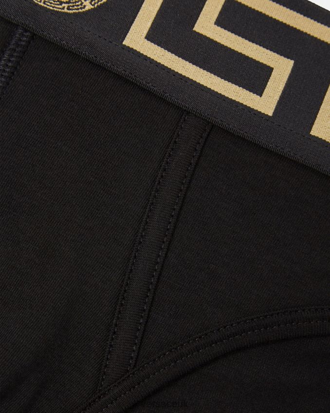 Men Versace Greca Border Briefs 6D2D061785 Black Underwear & Beachwear