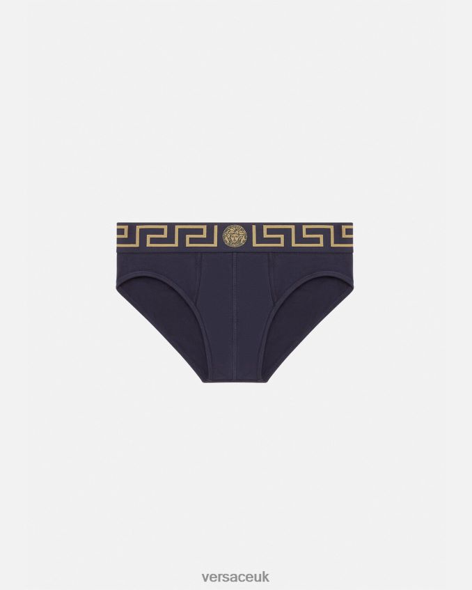 Men Versace Greca Border Briefs 6D2D061786 Blue Underwear & Beachwear