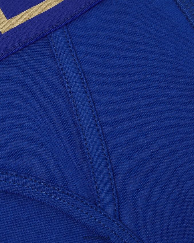 Men Versace Greca Border Briefs 6D2D061787 Blue Underwear & Beachwear