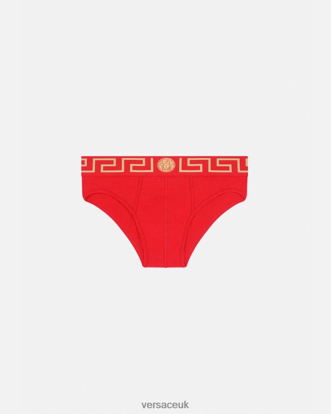 Men Versace Greca Border Briefs 6D2D061788 Red Underwear & Beachwear