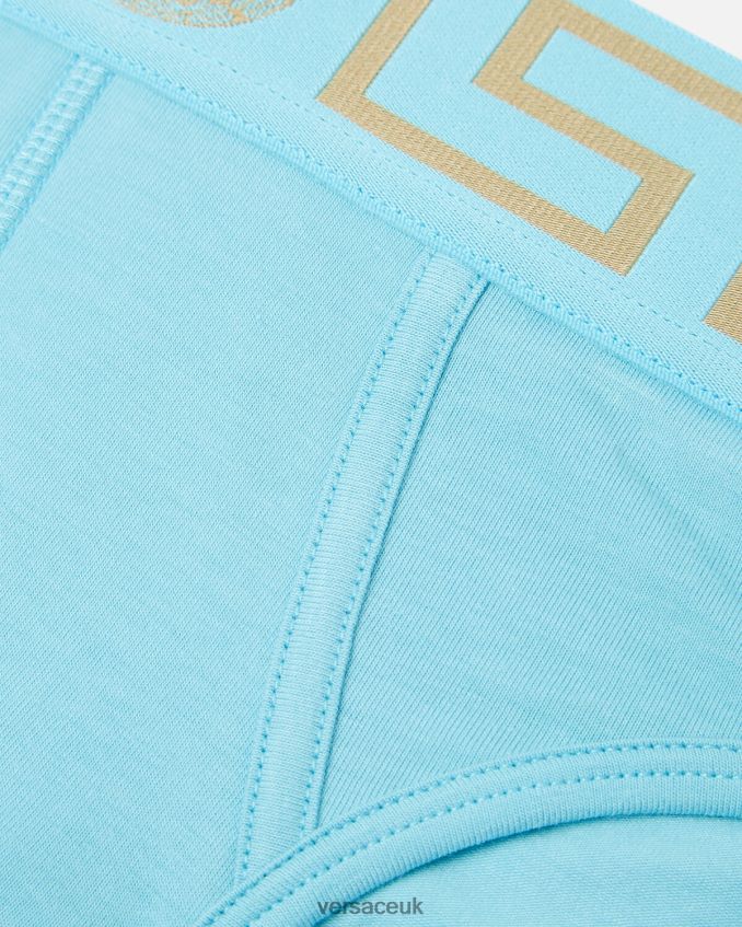 Men Versace Greca Border Briefs 6D2D061791 Blue Underwear & Beachwear