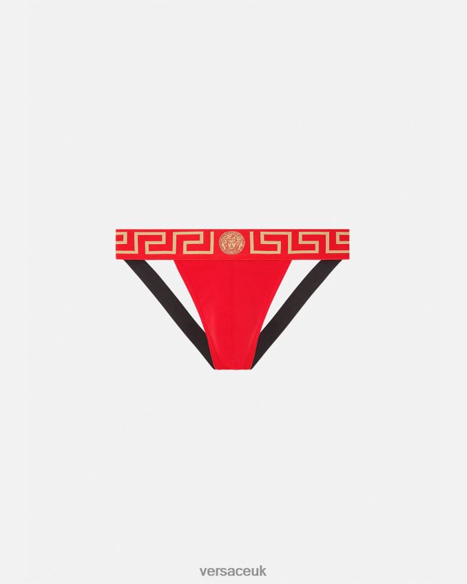 Men Versace Greca Border Jockstrap 6D2D061775 Red Underwear & Beachwear