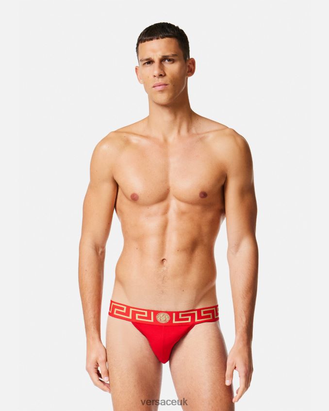Men Versace Greca Border Jockstrap 6D2D061775 Red Underwear & Beachwear