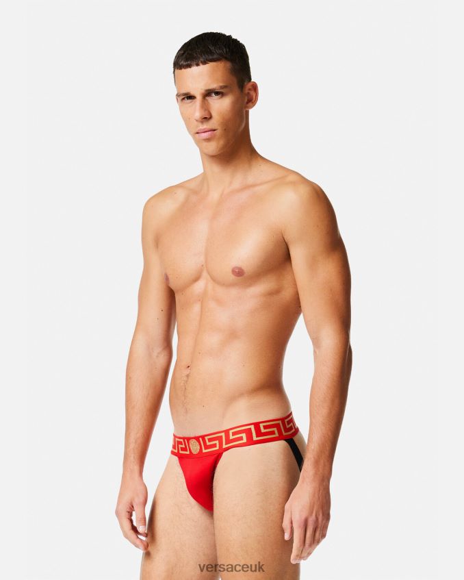 Men Versace Greca Border Jockstrap 6D2D061775 Red Underwear & Beachwear