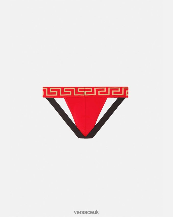 Men Versace Greca Border Jockstrap 6D2D061775 Red Underwear & Beachwear