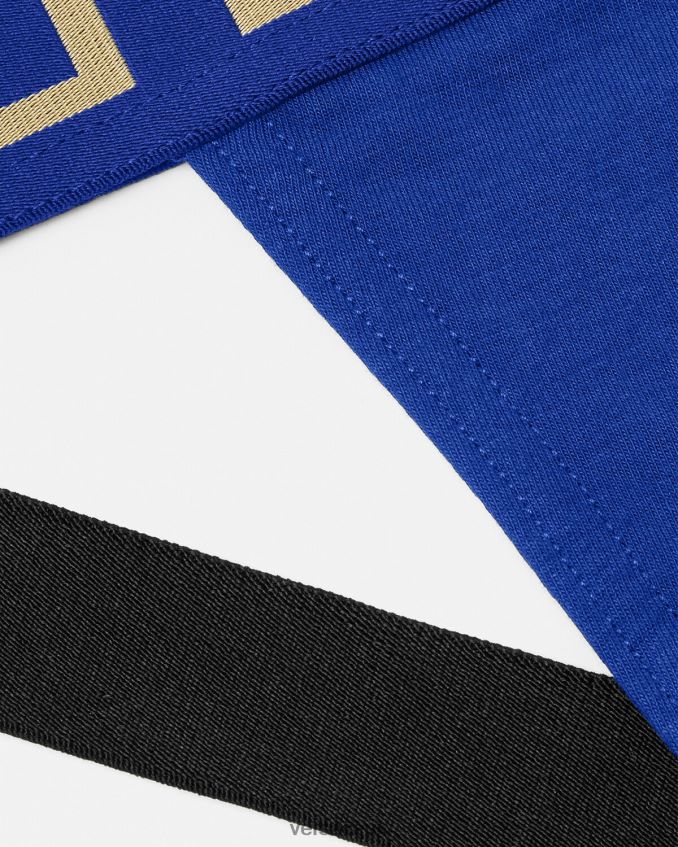Men Versace Greca Border Jockstrap 6D2D061777 Blue Underwear & Beachwear