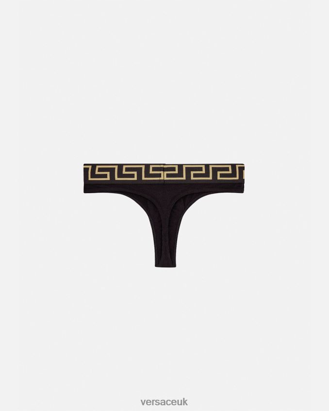 Men Versace Greca Border Thong 6D2D061770 Black Underwear & Beachwear