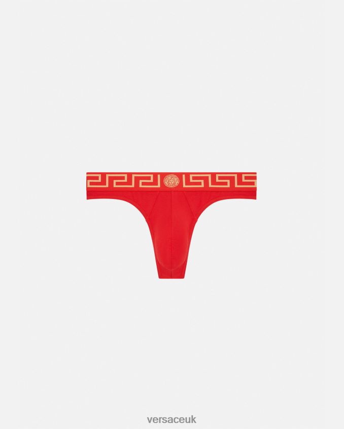 Men Versace Greca Border Thong 6D2D061771 Red Underwear & Beachwear