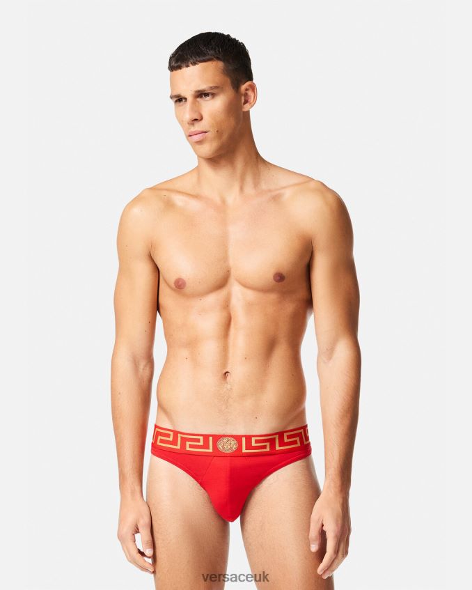 Men Versace Greca Border Thong 6D2D061771 Red Underwear & Beachwear