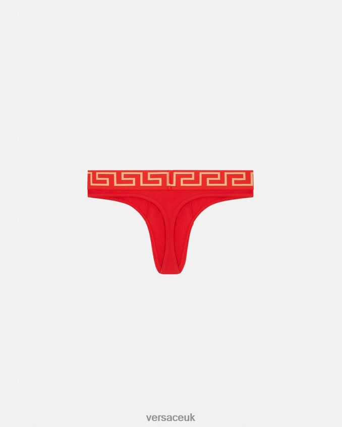 Men Versace Greca Border Thong 6D2D061771 Red Underwear & Beachwear