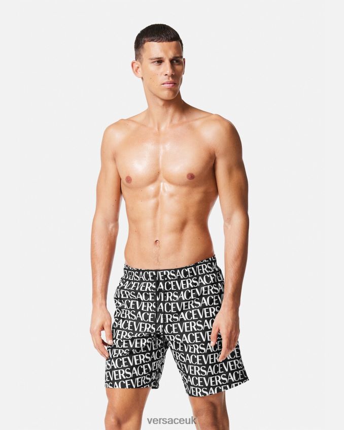 Men Versace Allover Boardshorts 6D2D061803 Black & Print Underwear & Beachwear