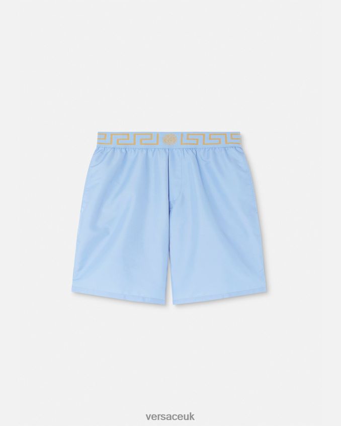 Men Versace Greca Border Swim Briefs 6D2D061798 Light Blue Underwear & Beachwear