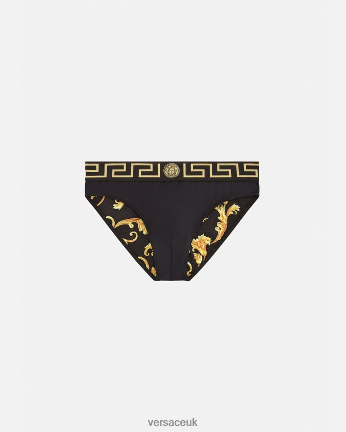 Men Versace Greca Border Swim Briefs 6D2D061815 Black Underwear & Beachwear