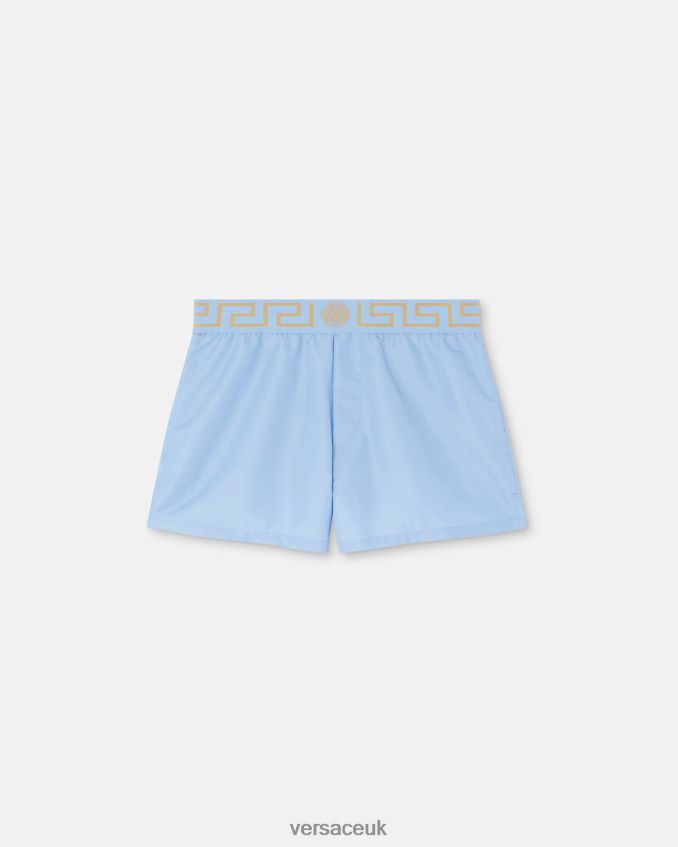 Men Versace Greca Border Swim Shorts 6D2D061796 Light Blue Underwear & Beachwear