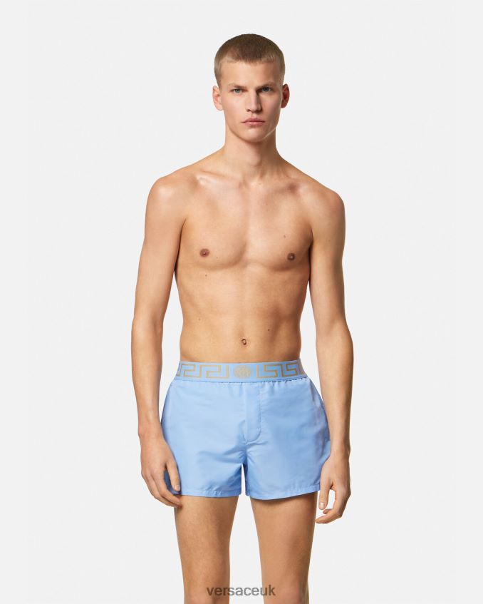 Men Versace Greca Border Swim Shorts 6D2D061796 Light Blue Underwear & Beachwear