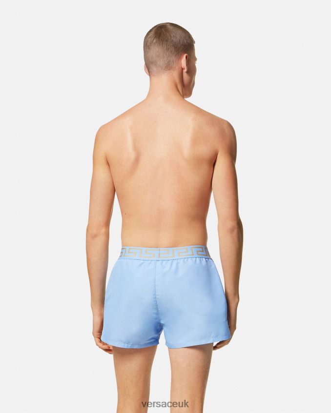 Men Versace Greca Border Swim Shorts 6D2D061796 Light Blue Underwear & Beachwear