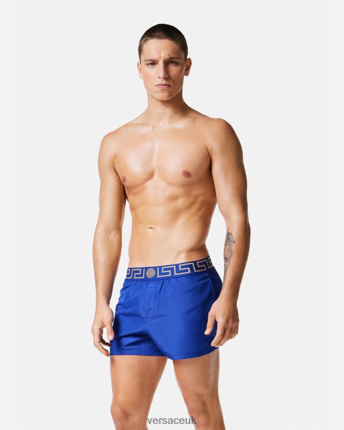 Men Versace Greca Border Swim Shorts 6D2D061808 Blue Underwear & Beachwear