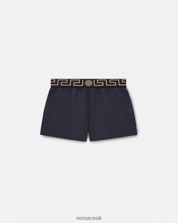 Men Versace Greca Border Swim Shorts 6D2D061809 Blue Underwear & Beachwear
