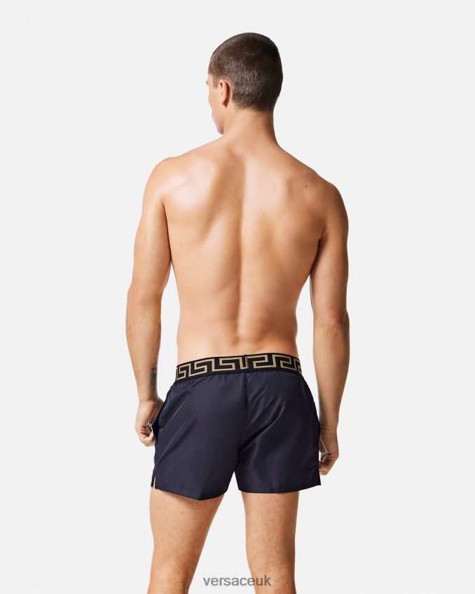 Men Versace Greca Border Swim Shorts 6D2D061809 Blue Underwear & Beachwear