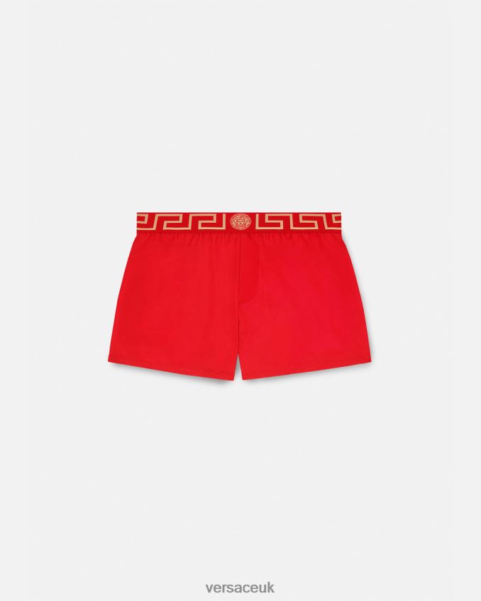 Men Versace Greca Border Swim Shorts 6D2D061810 Red Underwear & Beachwear