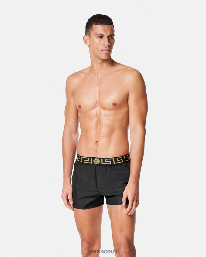 Men Versace Greca Border Swim Shorts 6D2D061811 Black Underwear & Beachwear