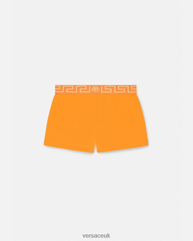 Men Versace Greca Border Swim Shorts 6D2D061812 Orange Underwear & Beachwear