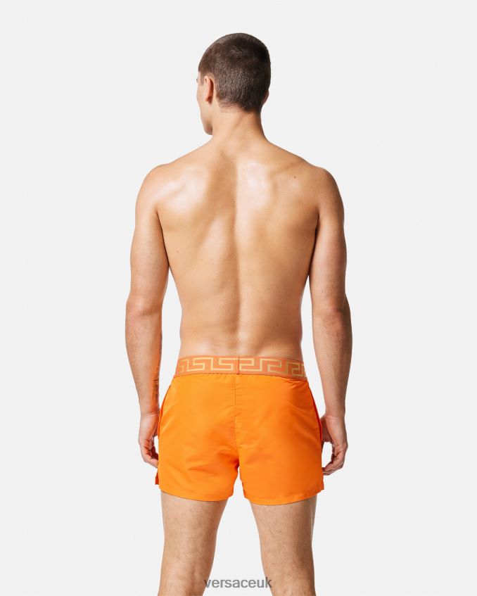 Men Versace Greca Border Swim Shorts 6D2D061812 Orange Underwear & Beachwear