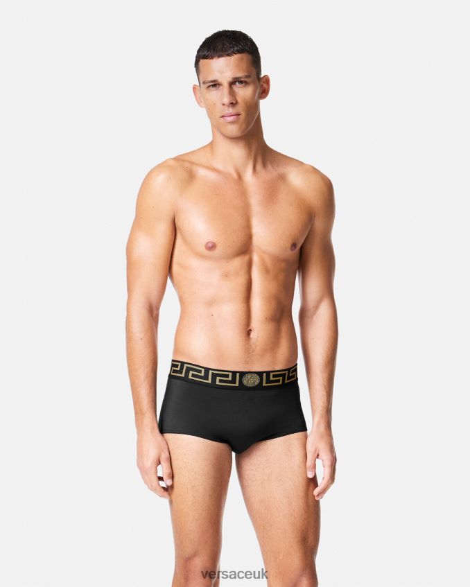 Men Versace Greca Border Swim Trunks 6D2D061807 Black Underwear & Beachwear