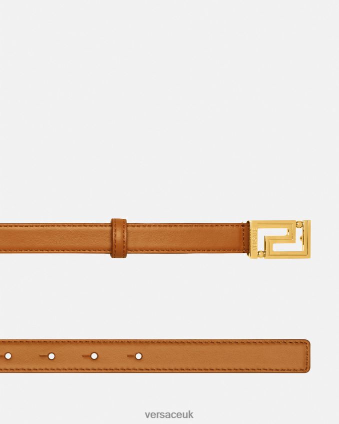 Women Versace Greca Goddess Leather Belt 6D2D06514 Caramel Accessories