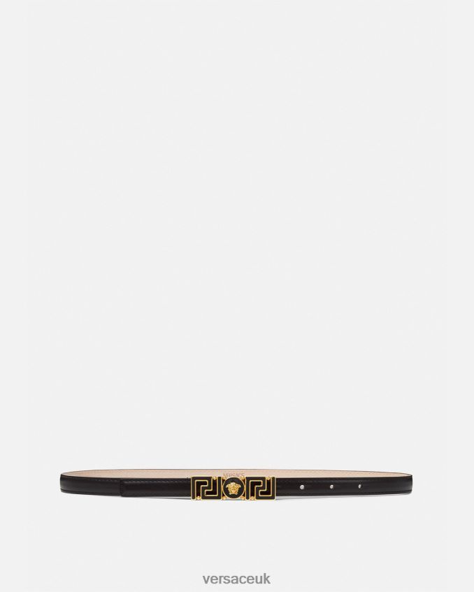 Women Versace Greca Goddess Thin Leather Belt 6D2D06517 Black Accessories