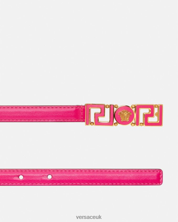 Women Versace Greca Goddess Thin Leather Belt 6D2D06543 Pink Accessories