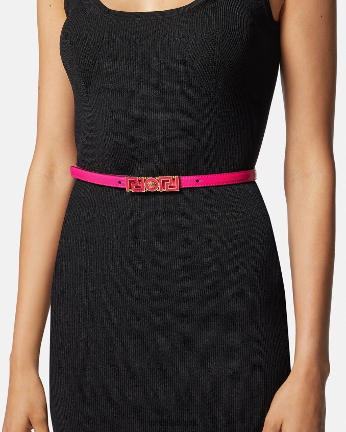 Women Versace Greca Goddess Thin Leather Belt 6D2D06543 Pink Accessories