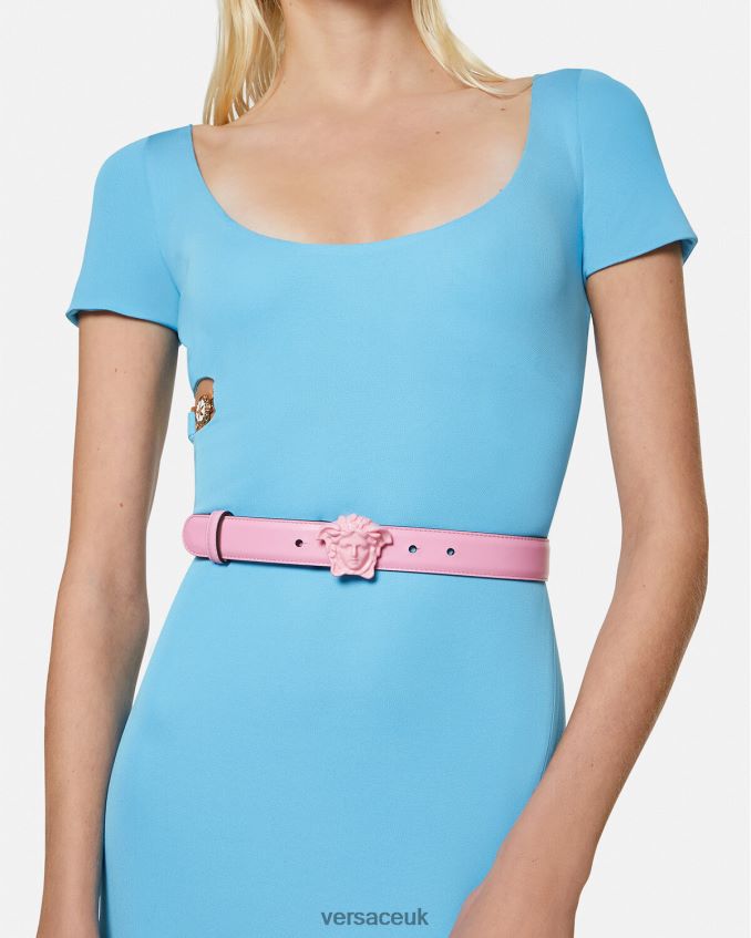 Women Versace La Medusa Leather Belt 6D2D06527 Pink Accessories