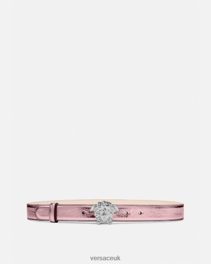 Women Versace La Medusa Metallic Leather Belt 6D2D06520 Pink Accessories
