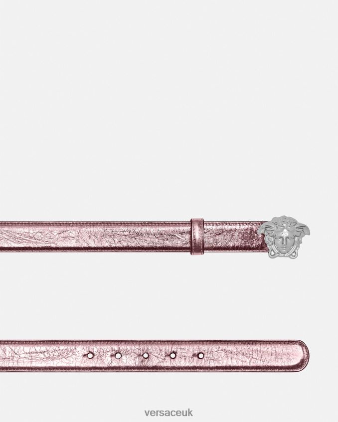 Women Versace La Medusa Metallic Leather Belt 6D2D06520 Pink Accessories