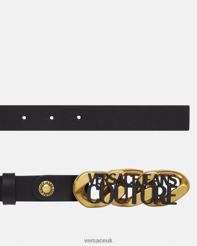 Women Versace Logo Chain Belt 6D2D062328 Black Accessories