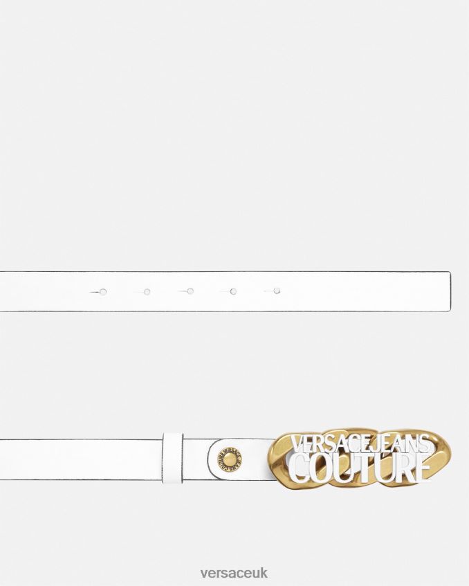 Women Versace Logo Chain Belt 6D2D062329 White Accessories